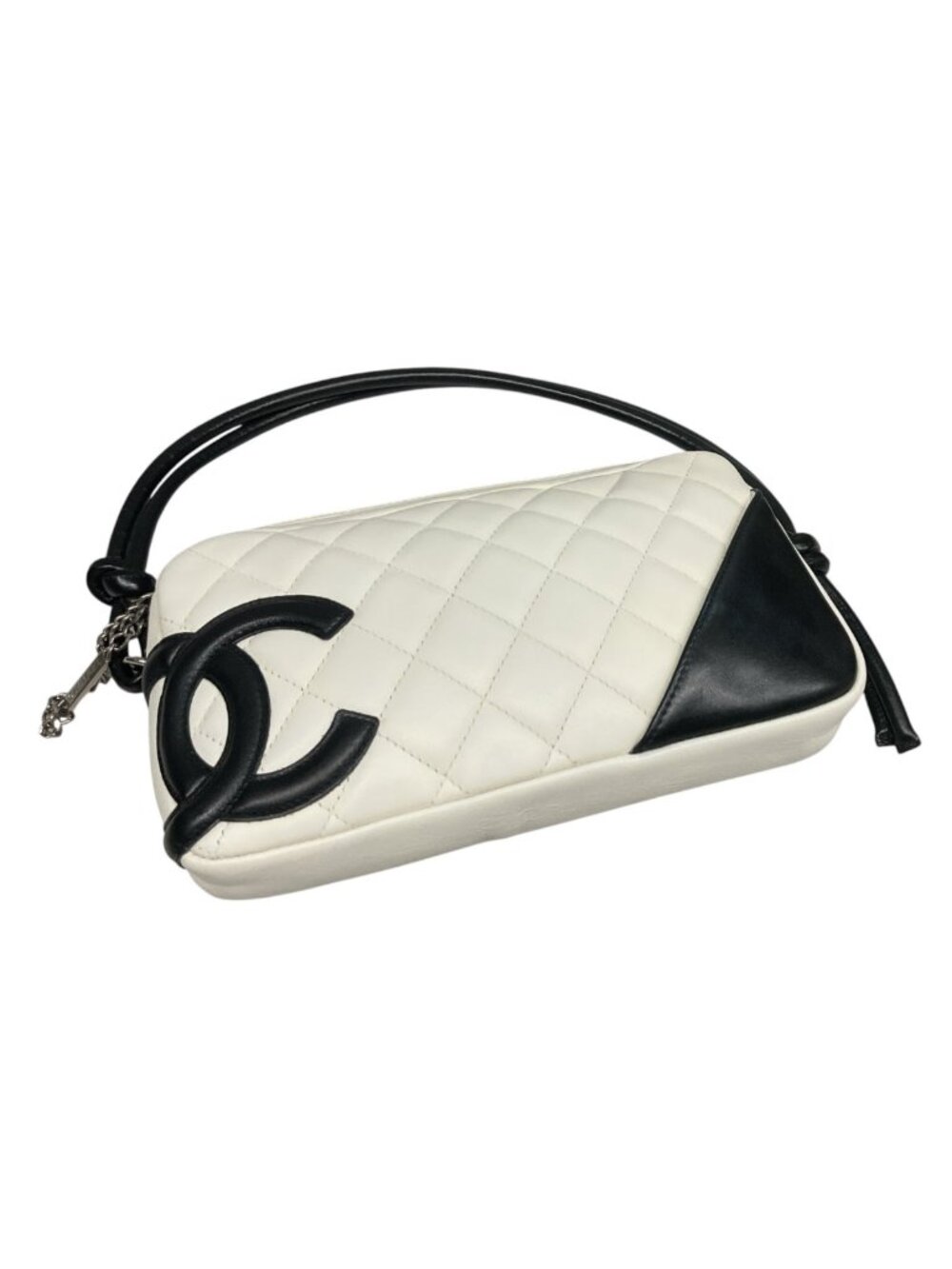 CHANEL Cambon Line Matelasse Vintage Hand Bag Leather Y2K CC White and Black